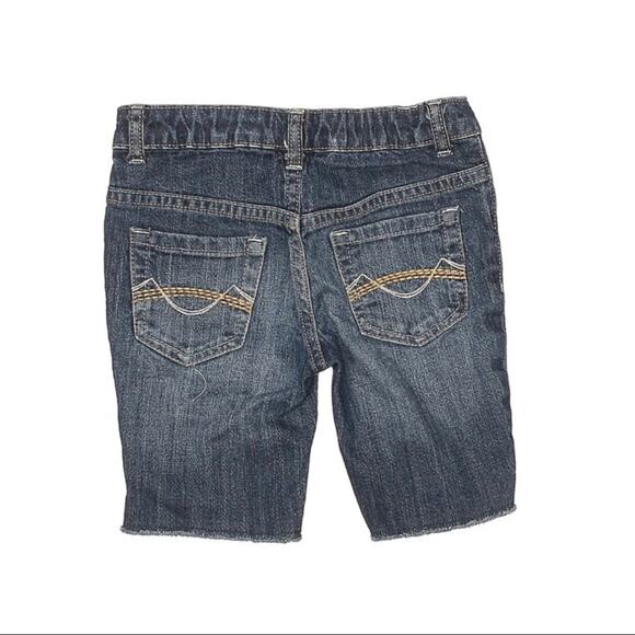 Mossimo Bermuda Short Raw Hem Denim Girls sz 4/5 Casual Bottoms Dark Wash Modest - Picture 2 of 9